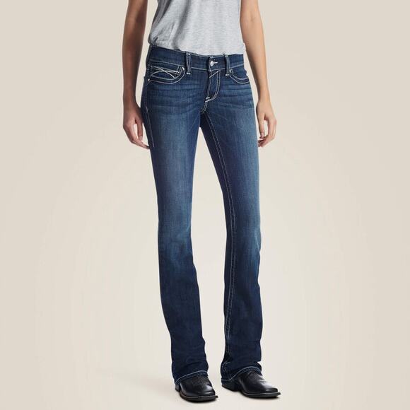 Ariat R.E.A.L. Low Rise Rosy Whipstitch Boot Cut Jeans Dark Wash Women’s 31L - Picture 1 of 12